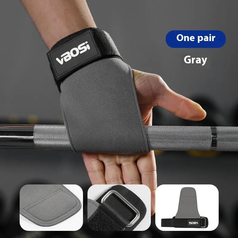 Hard pull booster stripe palm gloves wristband for weightlifting support in black