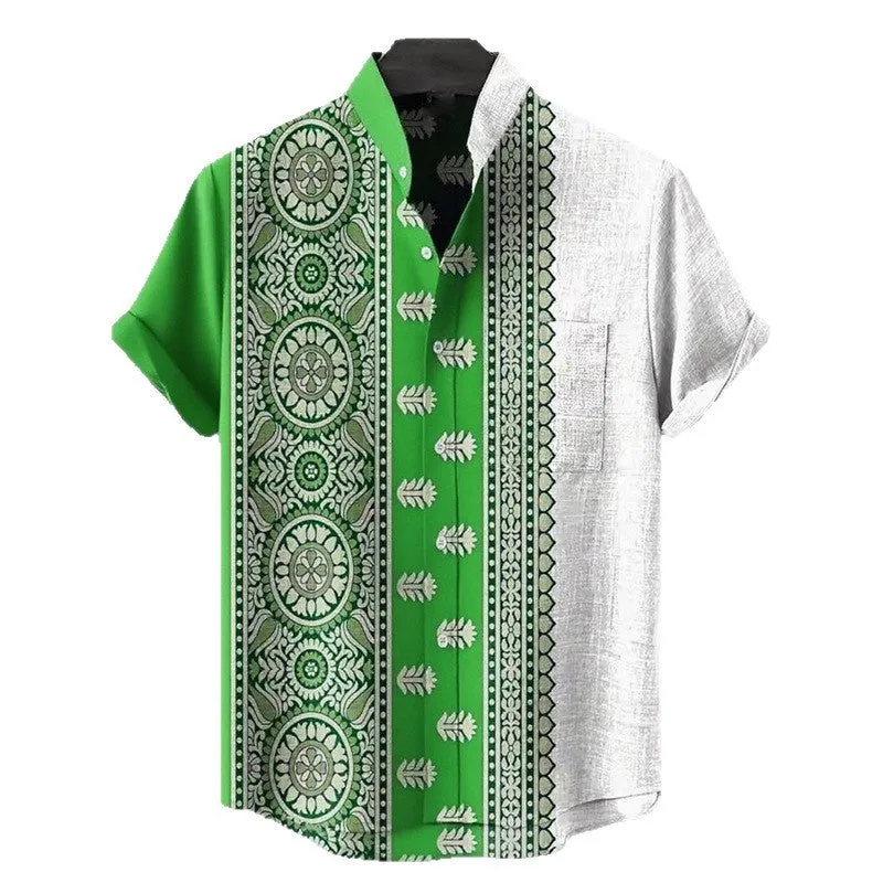 Men's linen summer shirt long sleeve slim fit non-iron American retro style in colour WQ124