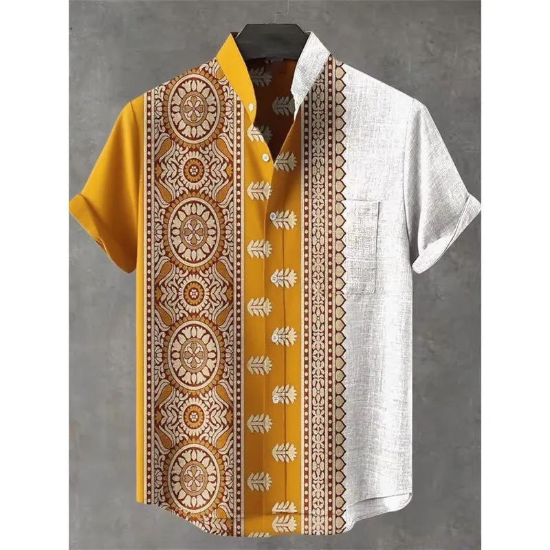 Men's linen summer shirt long sleeve slim fit non-iron American retro style in colour WQ124