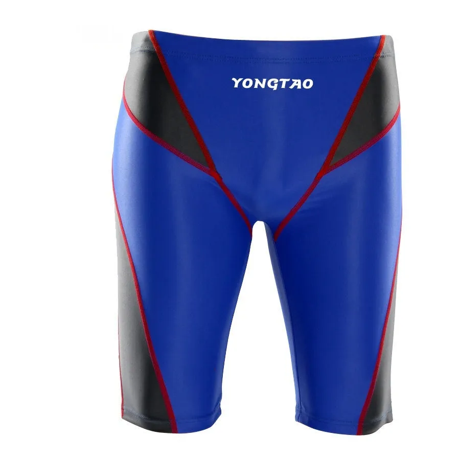 Knee-length men's swimming trunks with printed pattern in nylon fabric