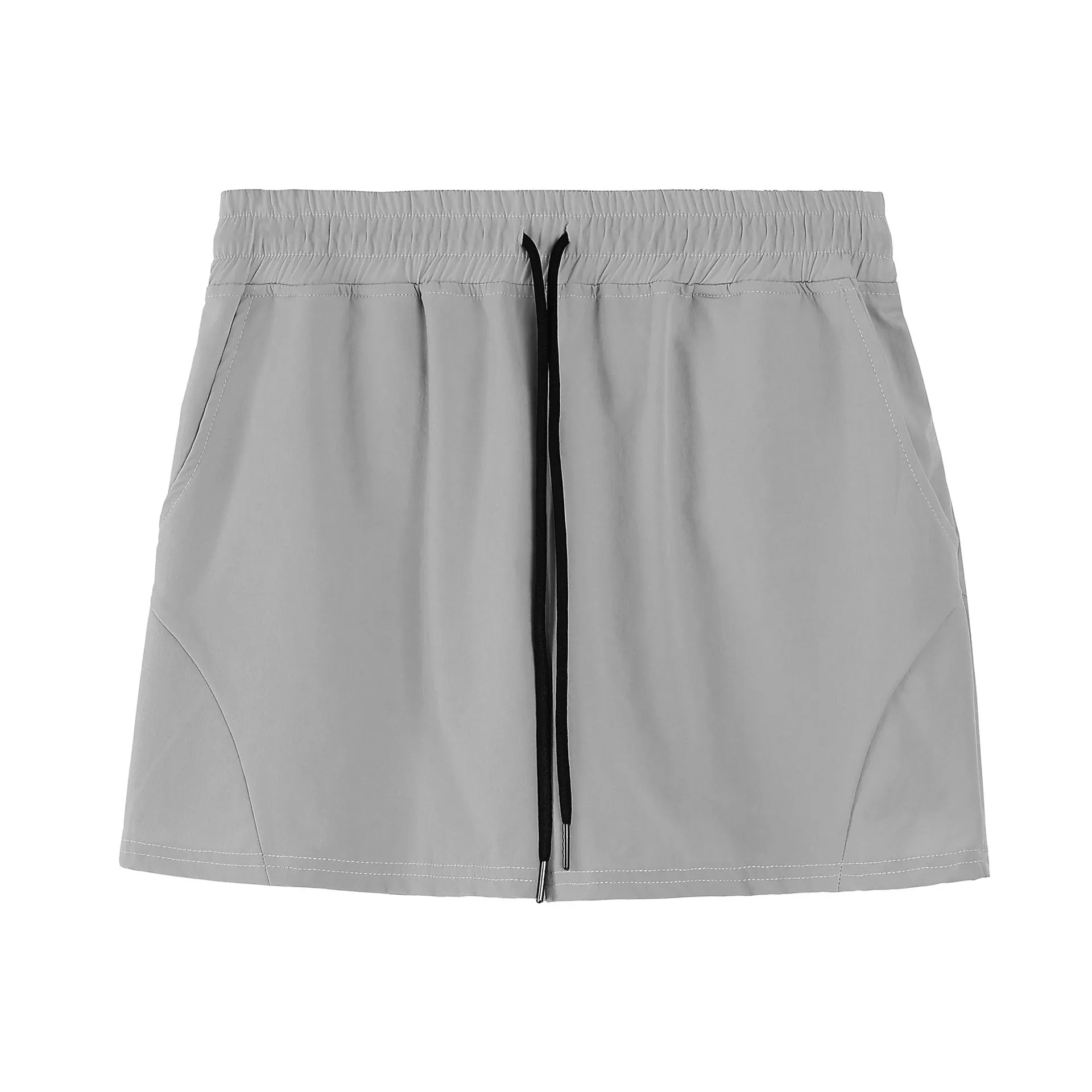 Men's thin grey polyester basketball shorts with elastic waistband for summer sports activities