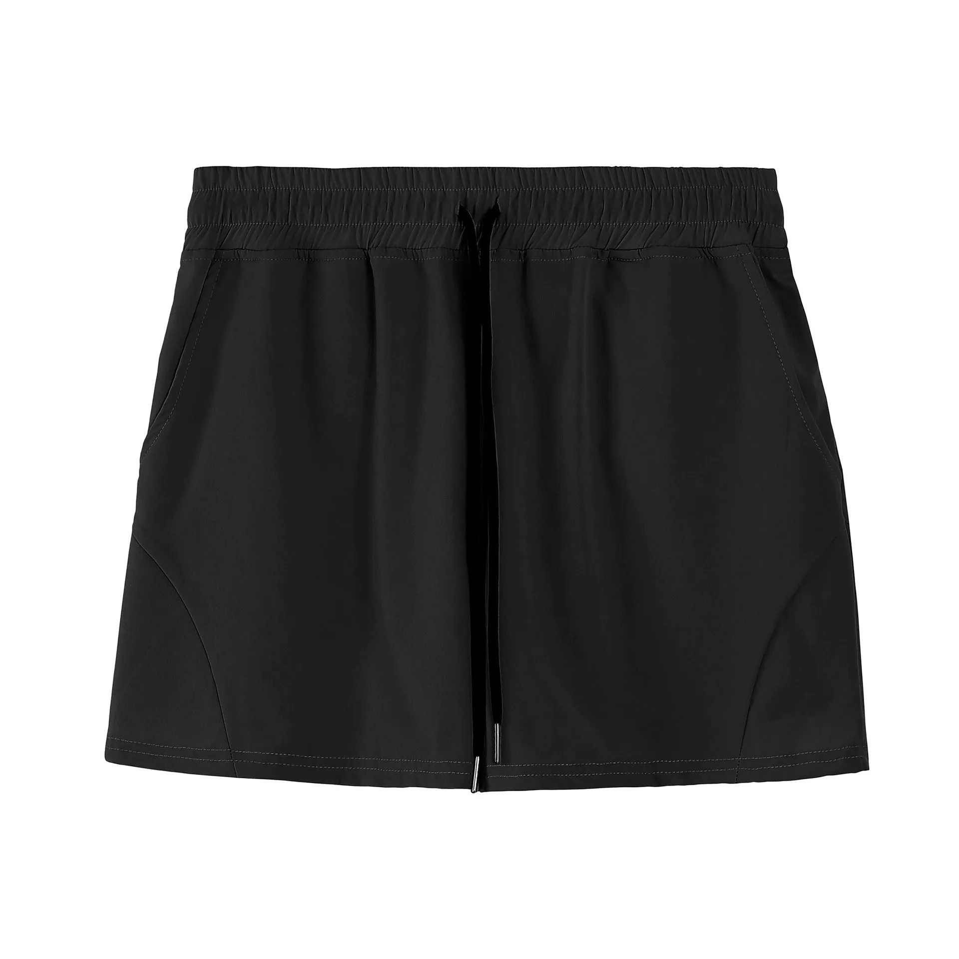 Men's thin grey polyester basketball shorts with elastic waistband for summer sports activities