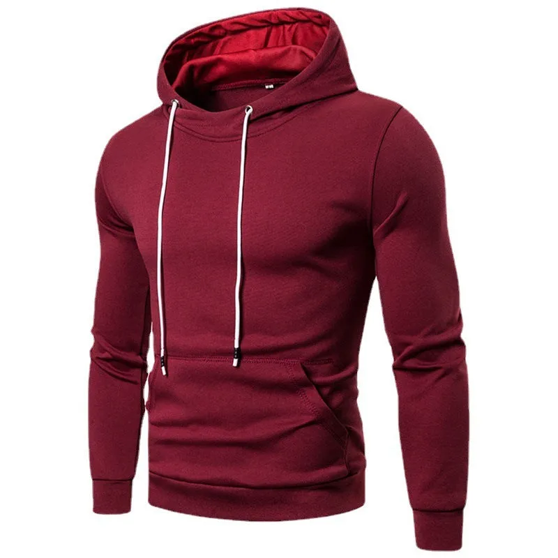 Men's plus size hooded fleece pullover sweatshirt in black, front view