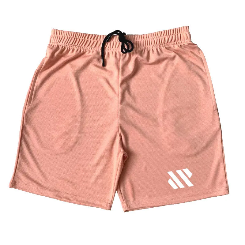 Man's metal silk fabric sports shorts in loose fit for summer running.