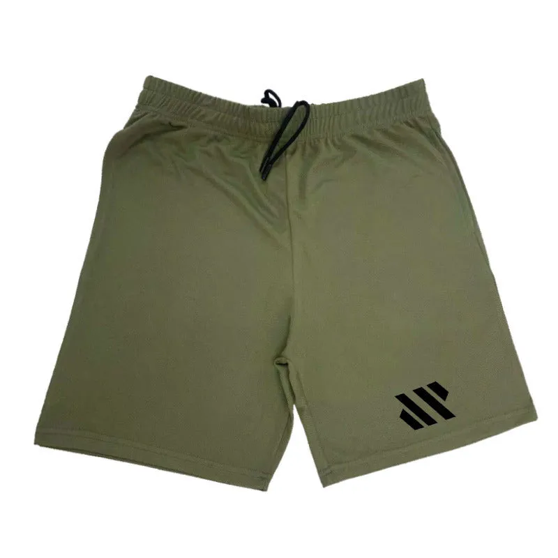 Man's metal silk fabric sports shorts in loose fit for summer running.