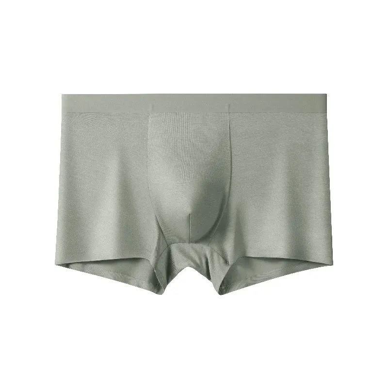 Bamboo fibre seamless men's underwear mid waist breathable antibacterial solid colour black front view