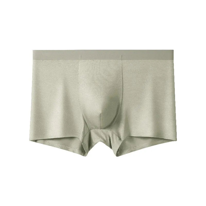 Bamboo fibre seamless men's underwear mid waist breathable antibacterial solid colour black front view
