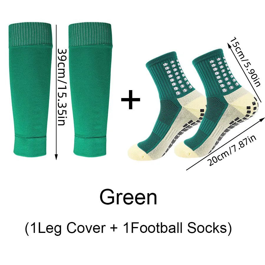 Sports soccer socks with knee pads, glue dispensing non-slip, mid-calf length, polyester blend, solid colour, for men and women