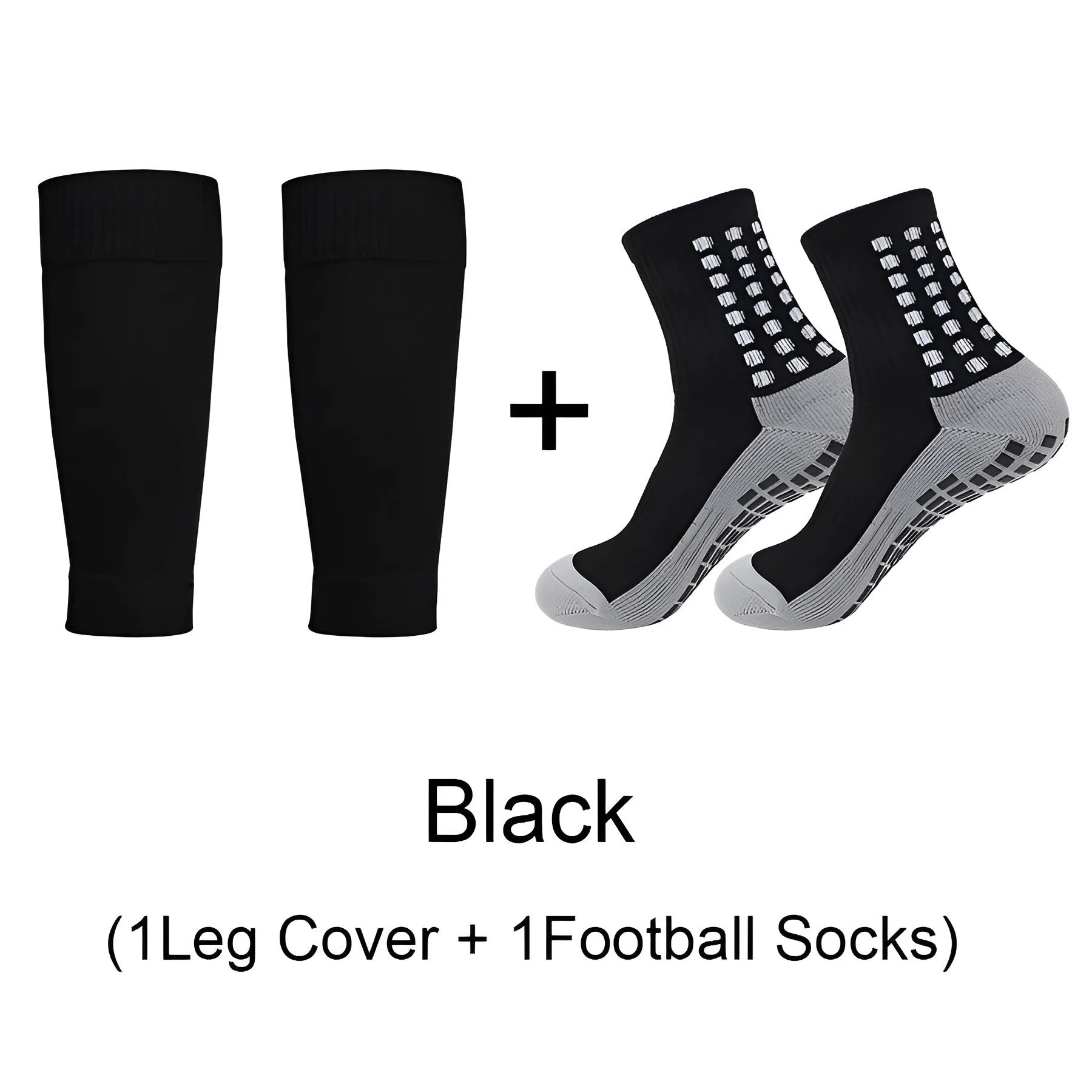 Sports soccer socks with knee pads, glue dispensing non-slip, mid-calf length, polyester blend, solid colour, for men and women