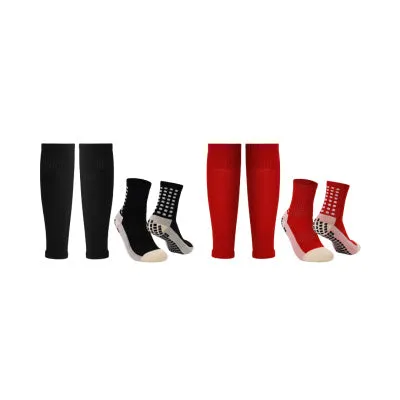 Sports soccer socks with knee pads, glue dispensing non-slip, mid-calf length, polyester blend, solid colour, for men and women