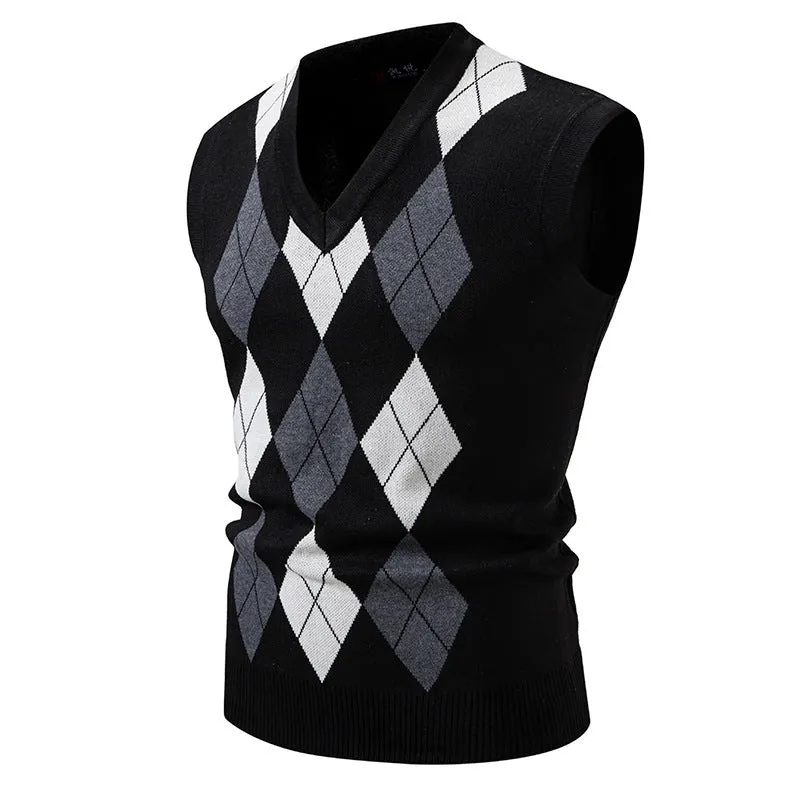 Men's plaid pullover leisure sweater in modal-spandex, loose fit, available in gray black khaki blue navy blue brown