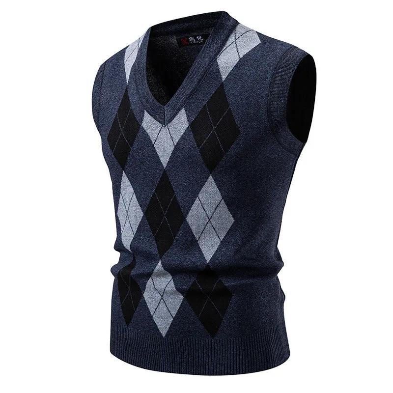 Men's plaid pullover leisure sweater in modal-spandex, loose fit, available in gray black khaki blue navy blue brown