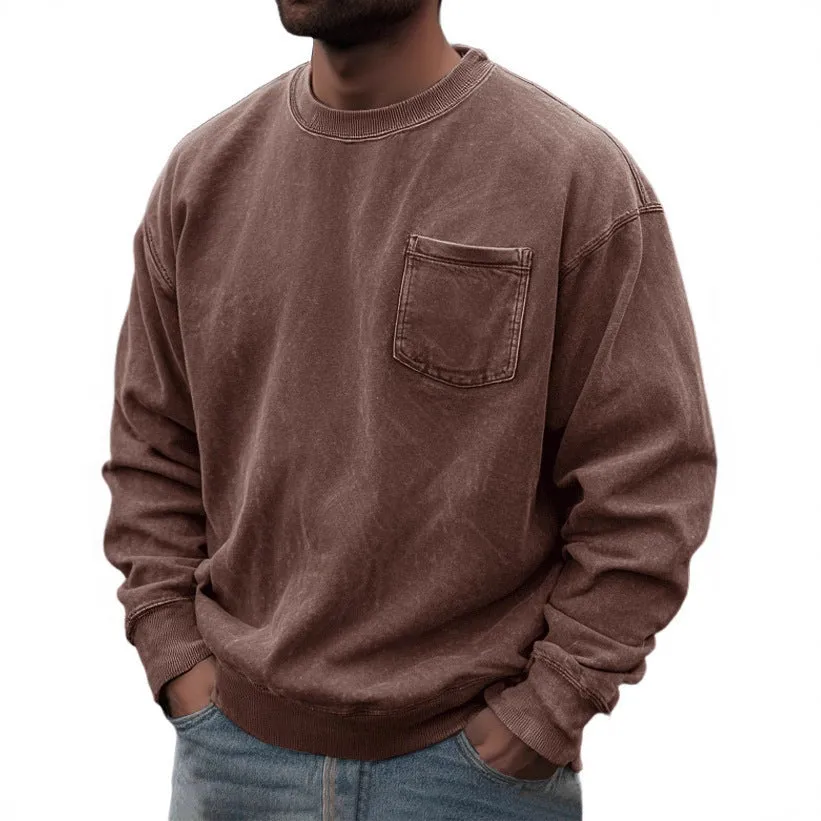 Men's pullover round neck long sleeve sweater in polyester, available in multiple colours, size S to 5XL