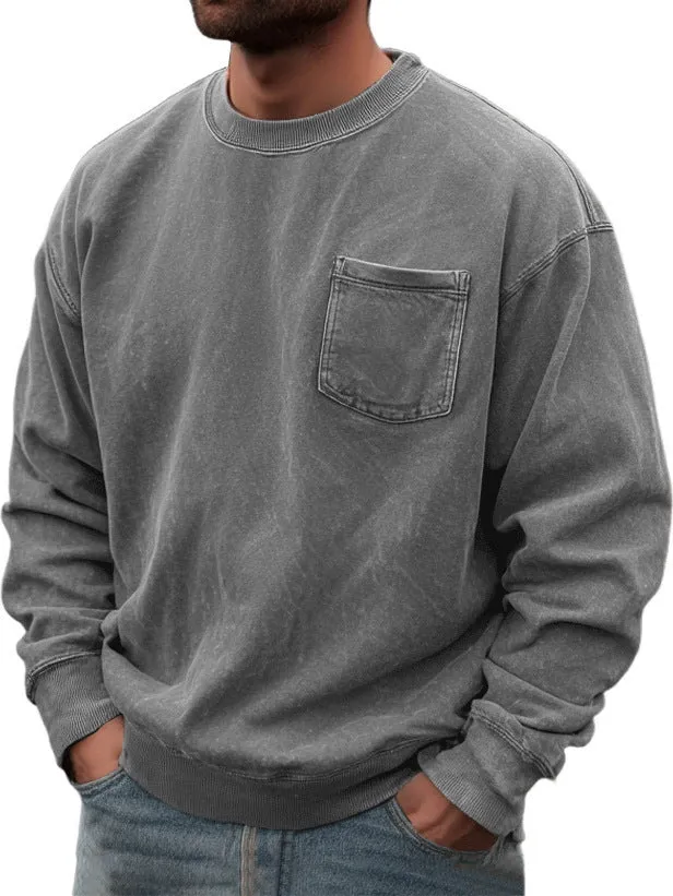 Men's pullover round neck long sleeve sweater in polyester, available in multiple colours, size S to 5XL