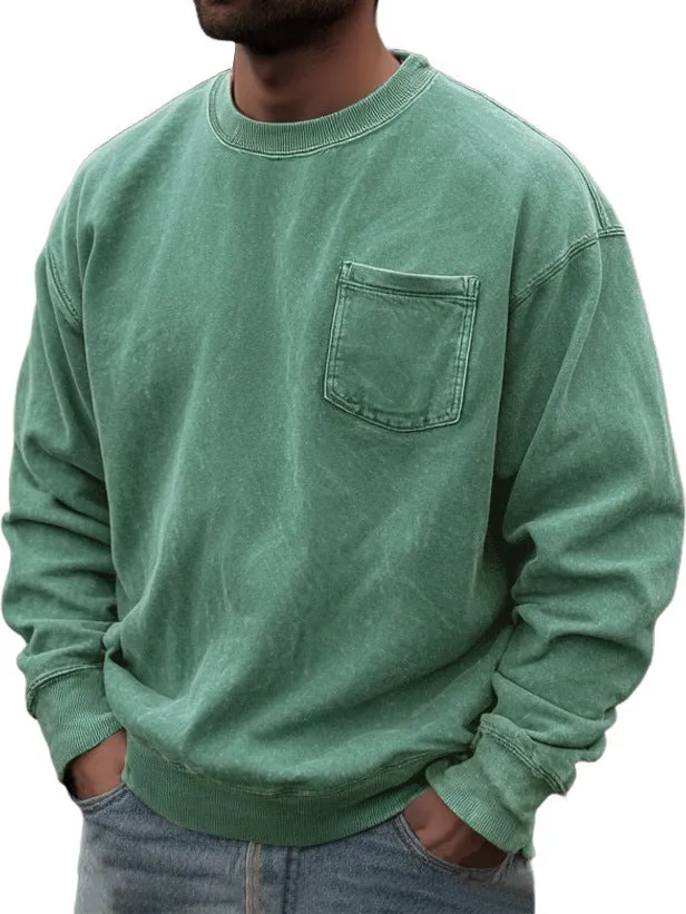 Men's pullover round neck long sleeve sweater in polyester, available in multiple colours, size S to 5XL