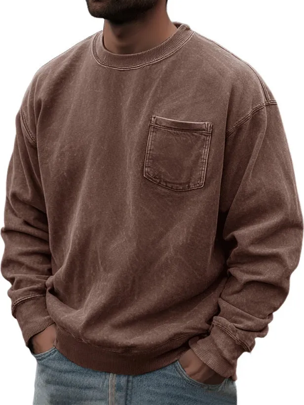 Men's pullover round neck long sleeve sweater in polyester, available in multiple colours, size S to 5XL