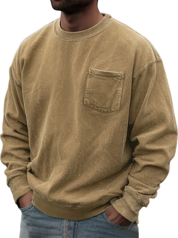 Men's pullover round neck long sleeve sweater in polyester, available in multiple colours, size S to 5XL