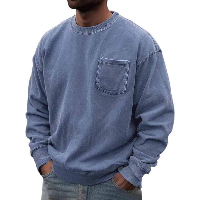 Men's pullover round neck long sleeve sweater in polyester, available in multiple colours, size S to 5XL