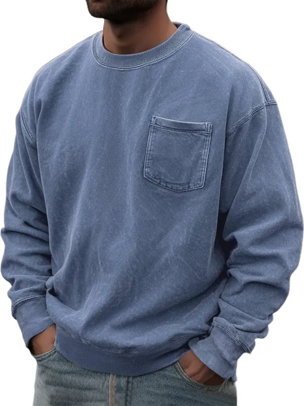 Men's pullover round neck long sleeve sweater in polyester, available in multiple colours, size S to 5XL