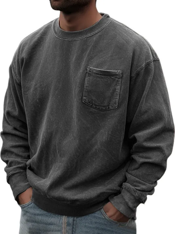 Men's pullover round neck long sleeve sweater in polyester, available in multiple colours, size S to 5XL