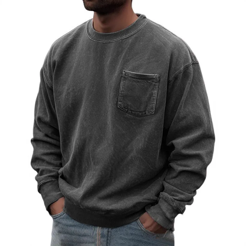 Men's pullover round neck long sleeve sweater in polyester, available in multiple colours, size S to 5XL