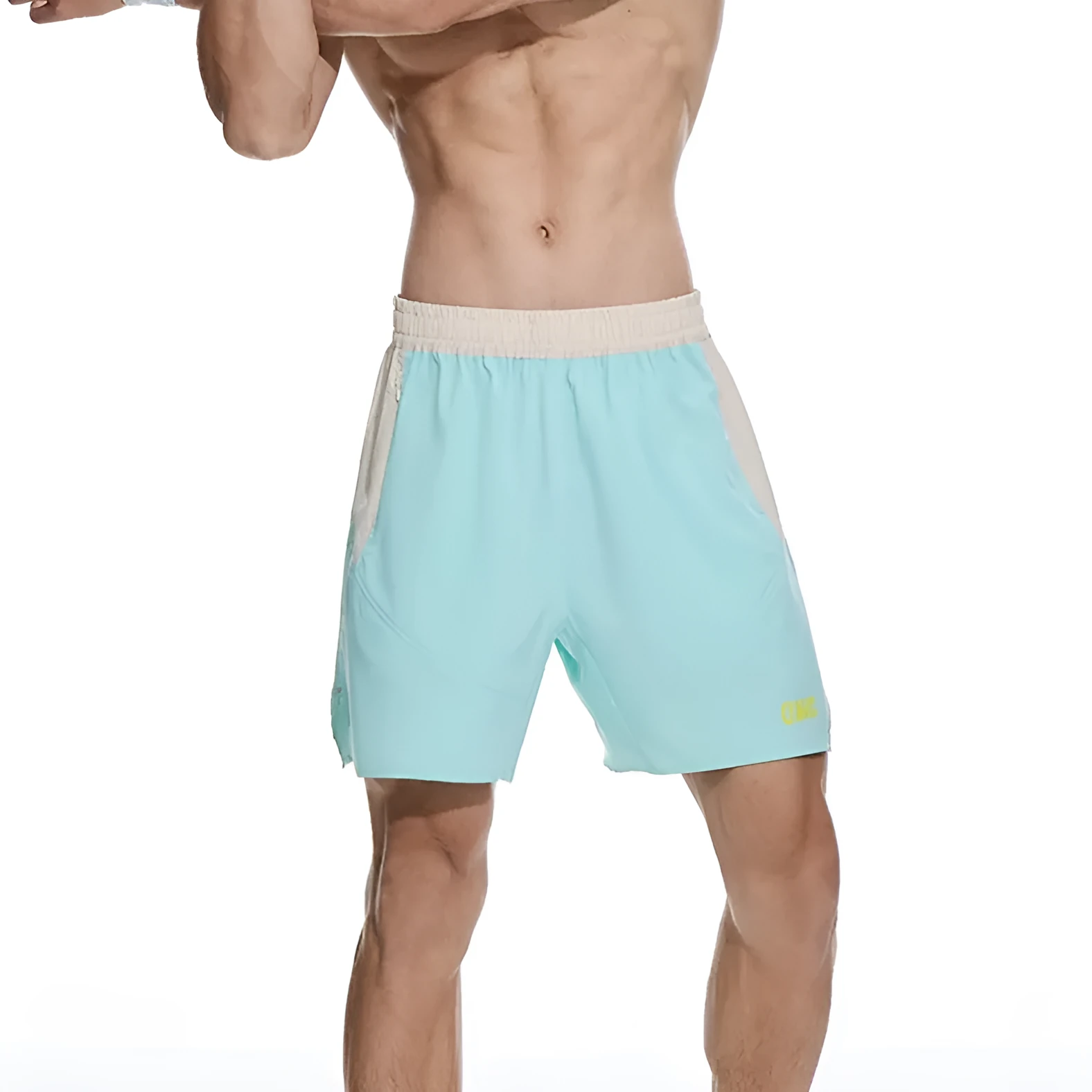 Men's loose fit workout shorts in dark rock ash colour with elastic waistband and lace-up front for gym training