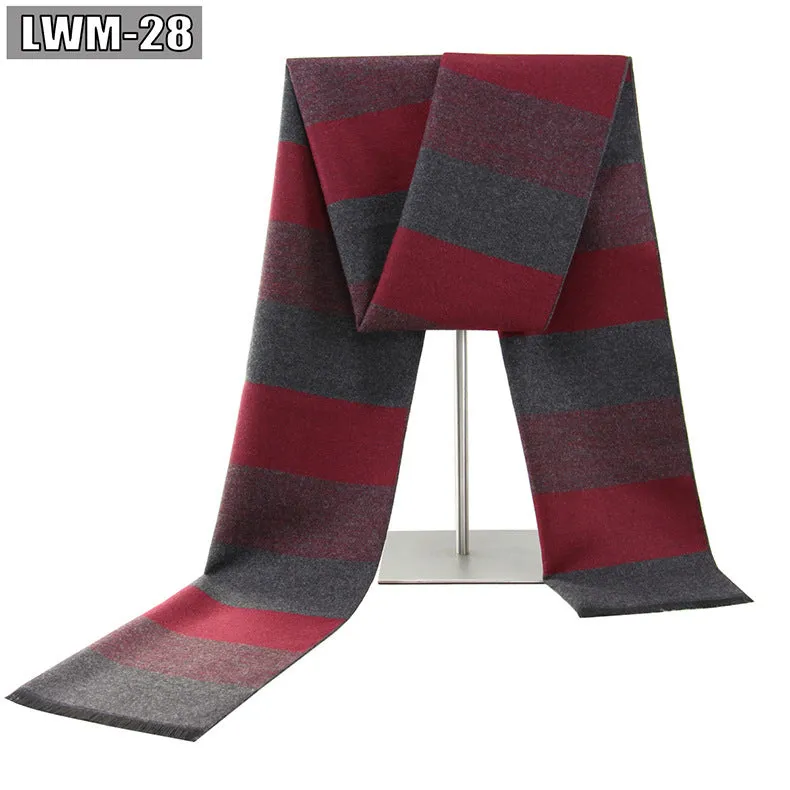 Men's plaid imitation cashmere scarf with tassels, over 175cm long, in a business style