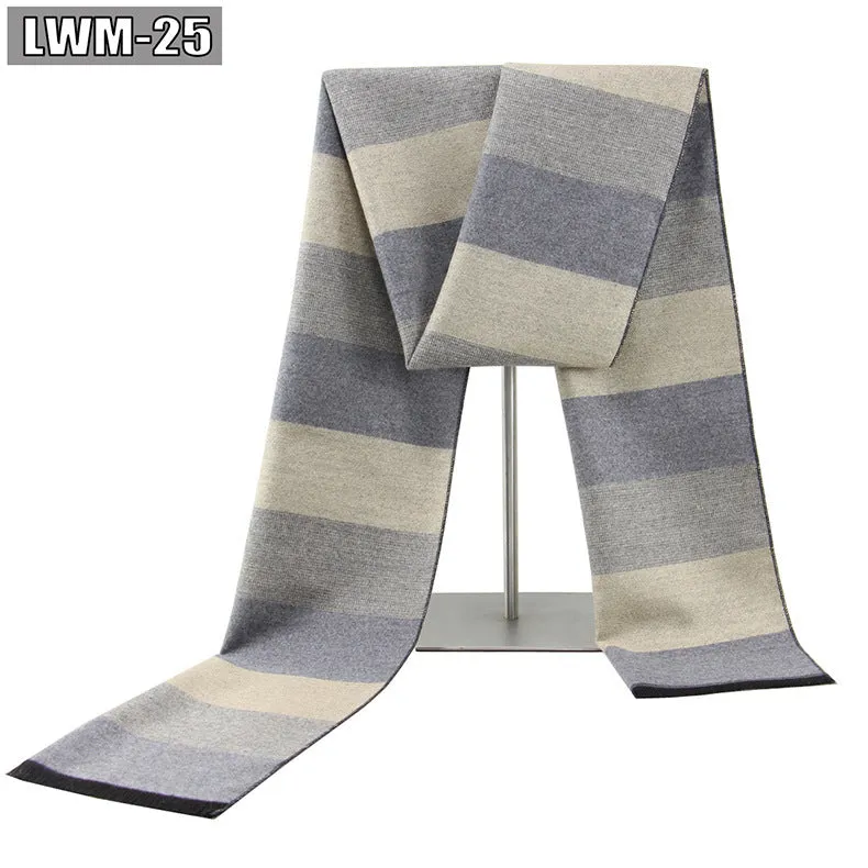 Men's plaid imitation cashmere scarf with tassels, over 175cm long, in a business style