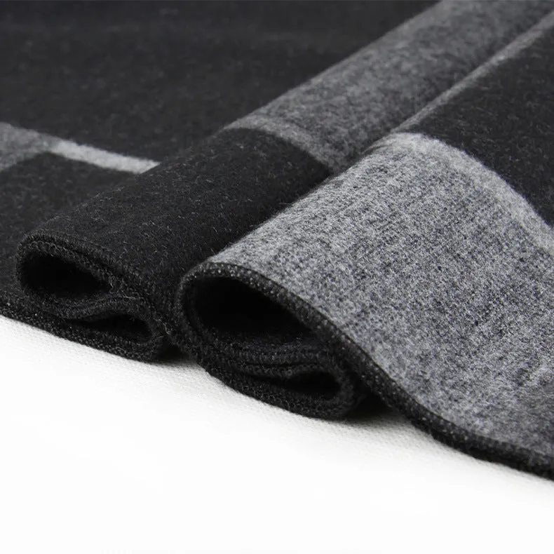 Men's plaid imitation cashmere scarf with tassels, over 175cm long, in a business style