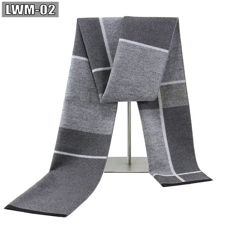 Men's plaid imitation cashmere scarf with tassels, over 175cm long, in a business style