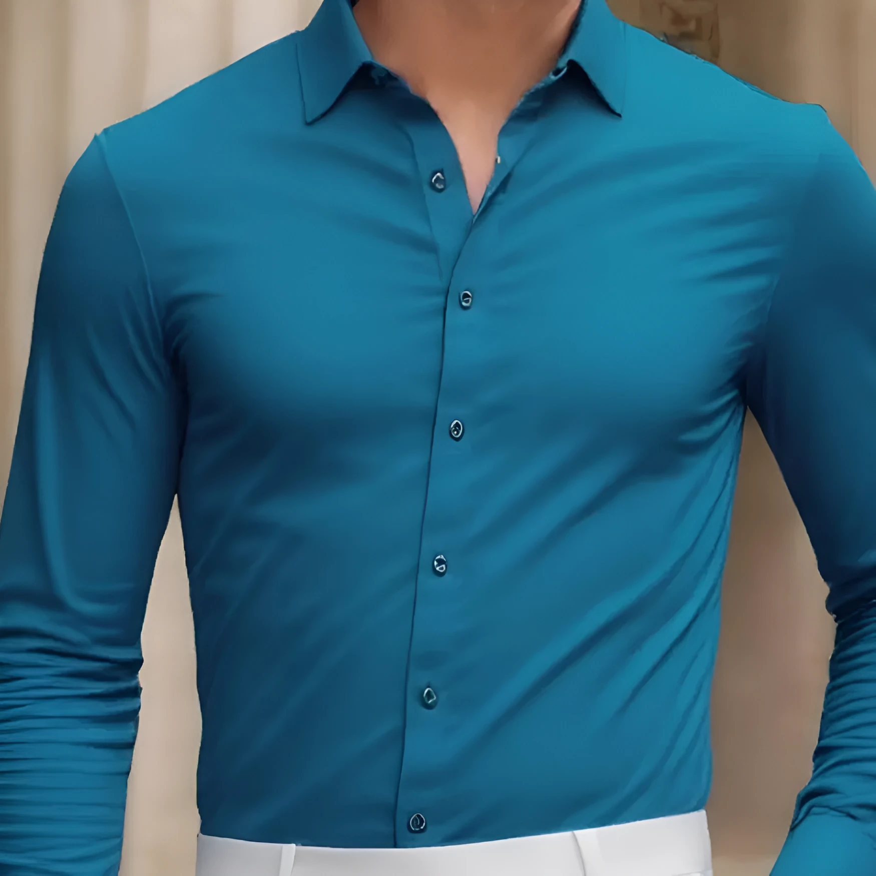 Men's summer anti-wrinkle casual shirt long-sleeved solid colour polyester cardigan loose fit