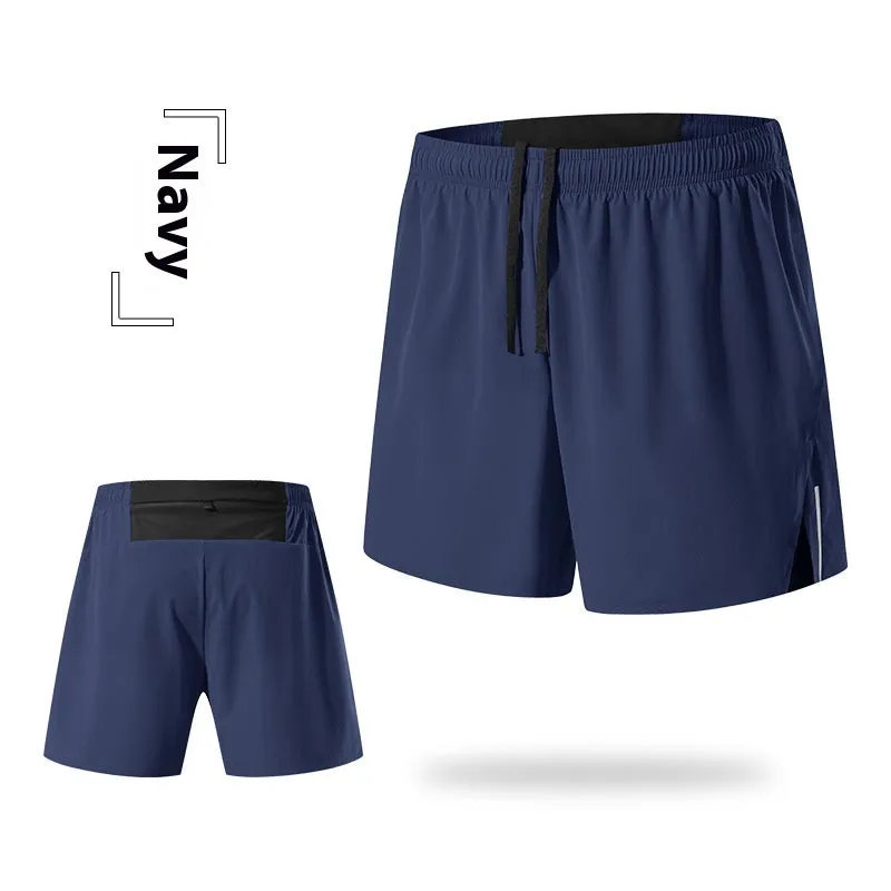 Men's black high-waist off-road running shorts with a loose, breathable fit.