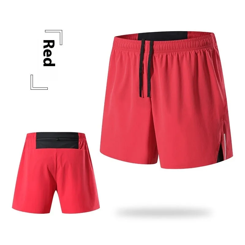 Men's black high-waist off-road running shorts with a loose, breathable fit.