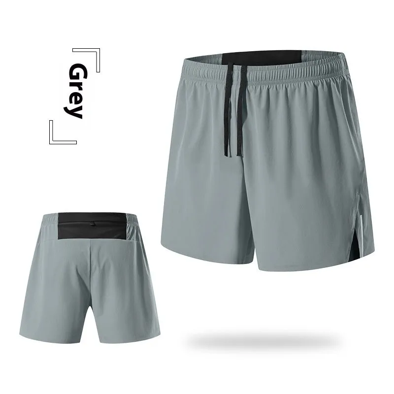 Men's black high-waist off-road running shorts with a loose, breathable fit.