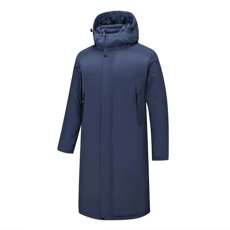 Men's long windproof waterproof cotton shell jacket in black, polyester fibre, sizes S to 5XL