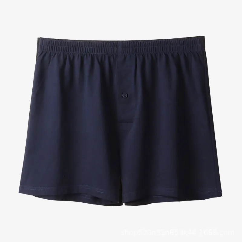 Men's pure cotton boxer shorts in black colour showing loose fit and high waist design