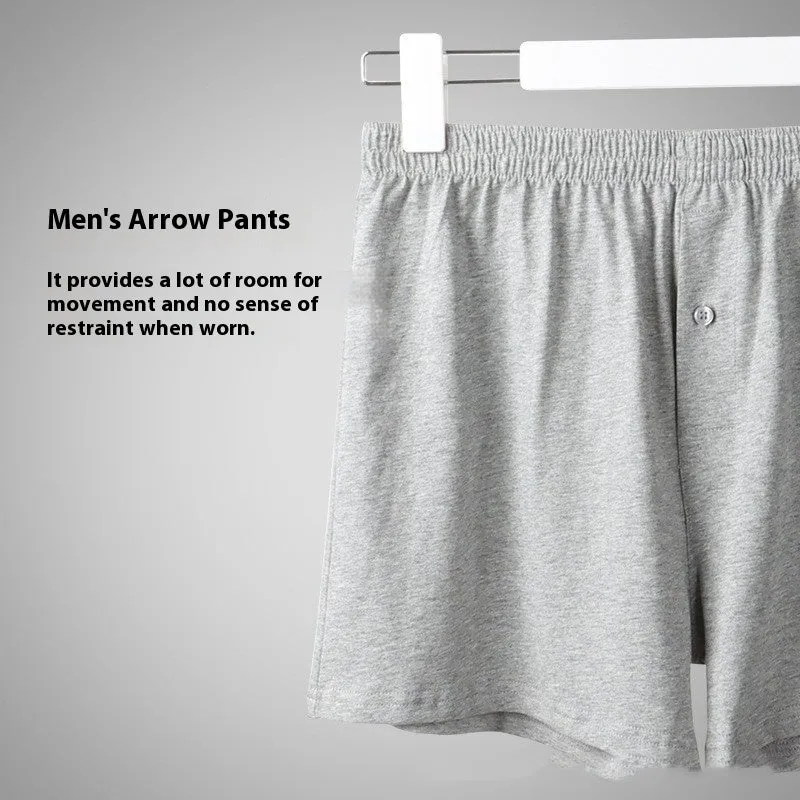 Men's pure cotton boxer shorts in black colour showing loose fit and high waist design