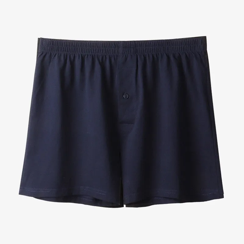 Men's pure cotton boxer shorts in black colour showing loose fit and high waist design