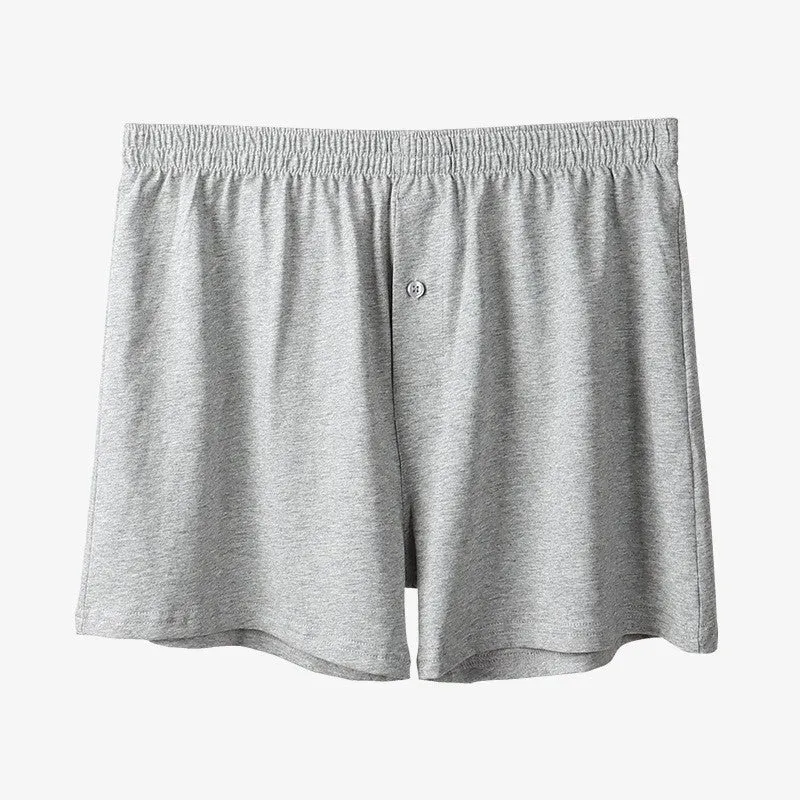 Men's pure cotton boxer shorts in black colour showing loose fit and high waist design