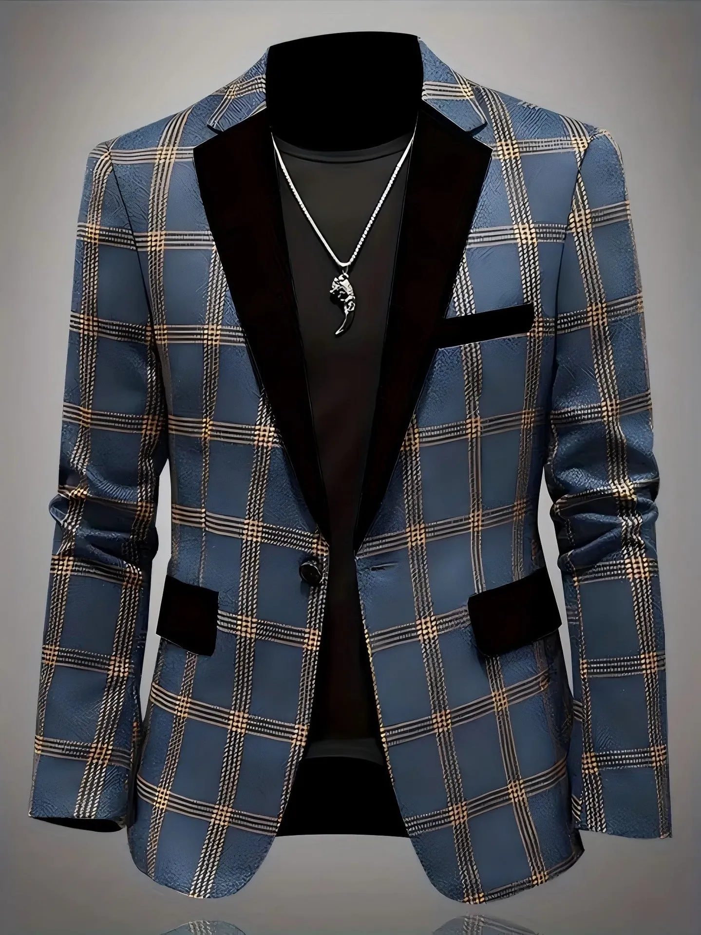 Slim fit light business suit jacket for men in blue, brown, and black, polyester viscose blend, straight version
