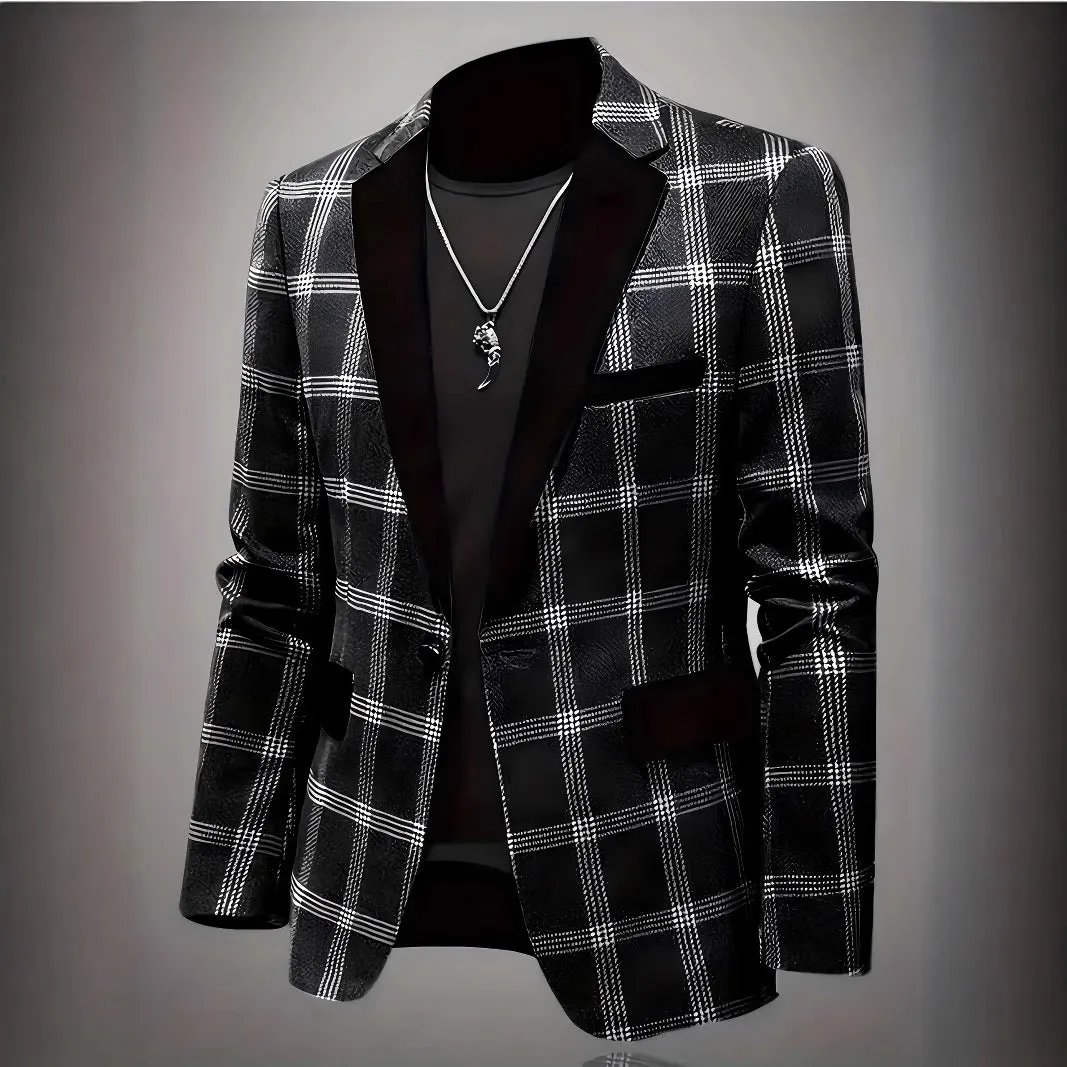 Slim fit light business suit jacket for men in blue, brown, and black, polyester viscose blend, straight version