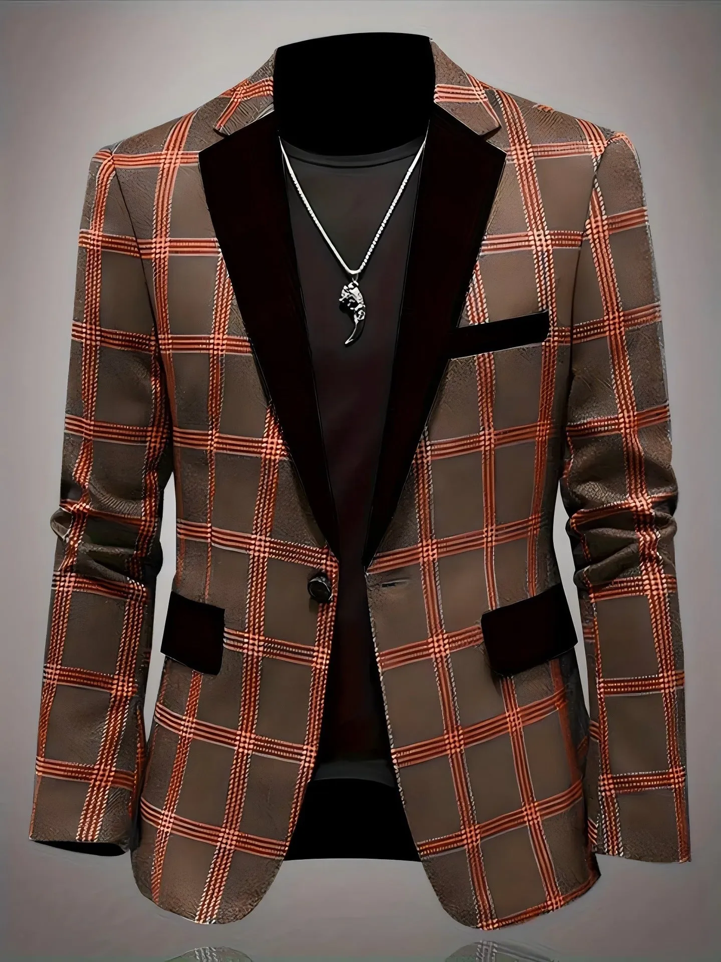 Slim fit light business suit jacket for men in blue, brown, and black, polyester viscose blend, straight version