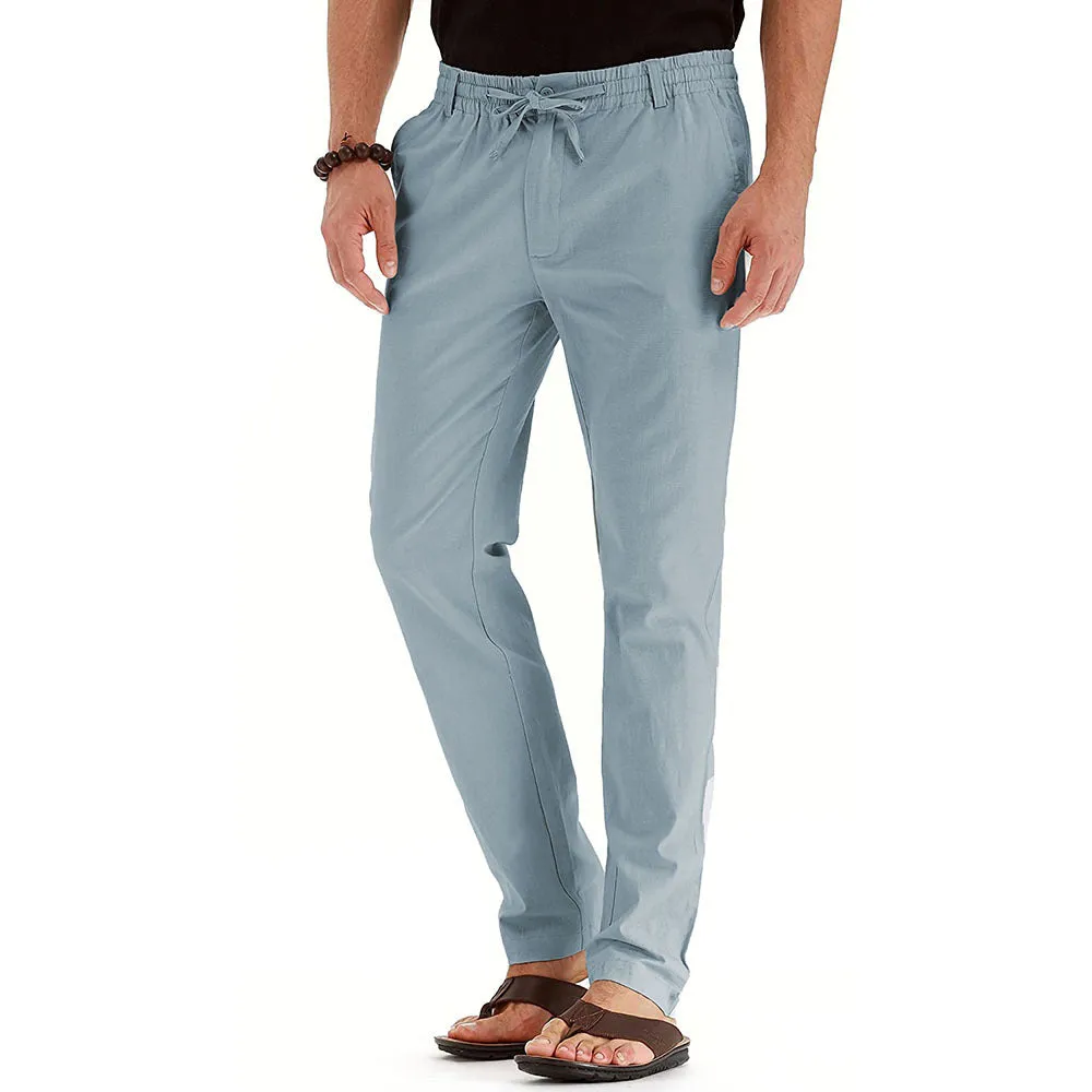 Business casual men's loose oversized track pants in cotton blend, straight leg, mid waist, available in army green
