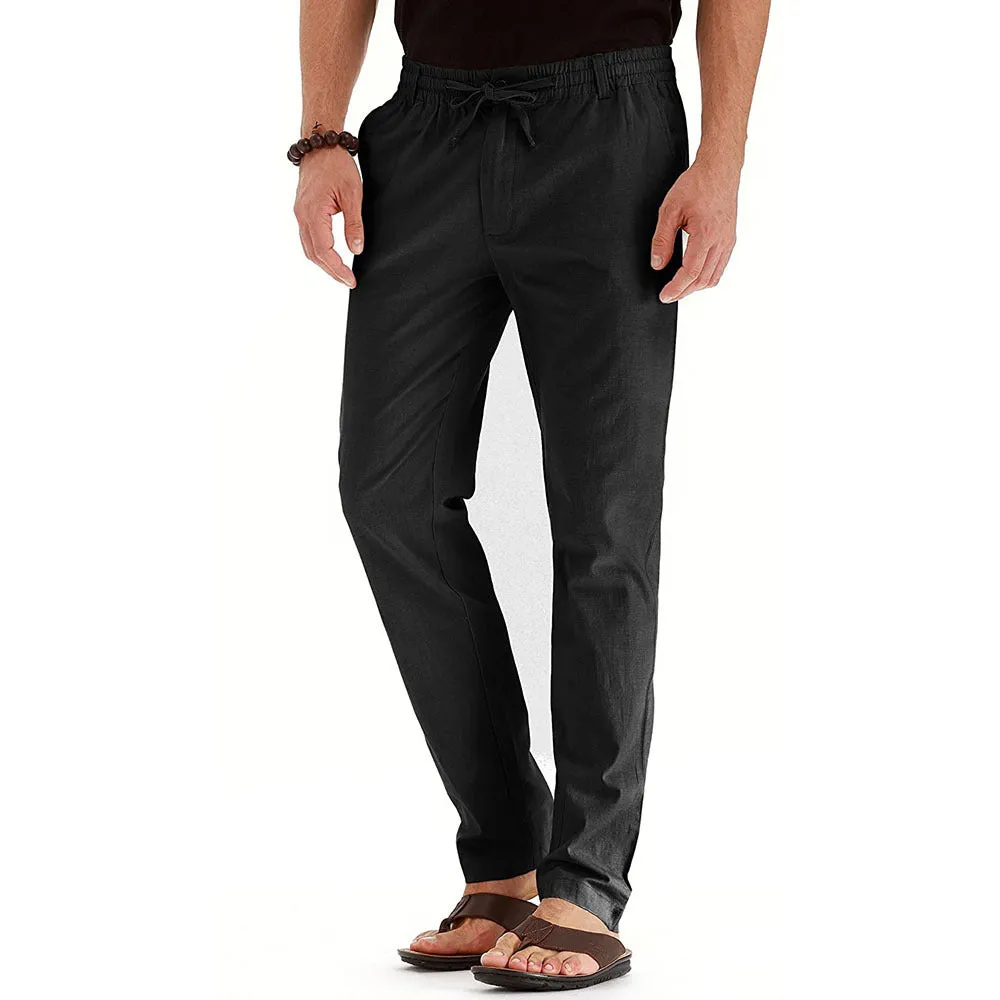 Business casual men's loose oversized track pants in cotton blend, straight leg, mid waist, available in army green