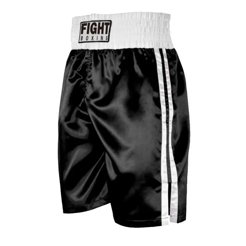 Boxing shorts with elastic waistband and side stripes in various colour combinations for kick boxing training
