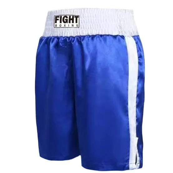 Boxing shorts with elastic waistband and side stripes in various colour combinations for kick boxing training