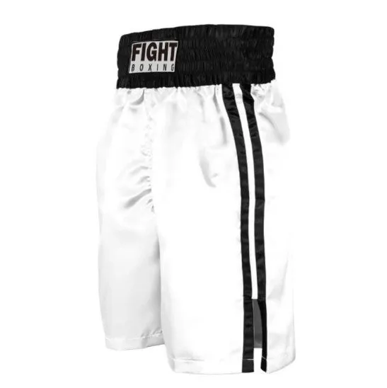 Boxing shorts with elastic waistband and side stripes in various colour combinations for kick boxing training