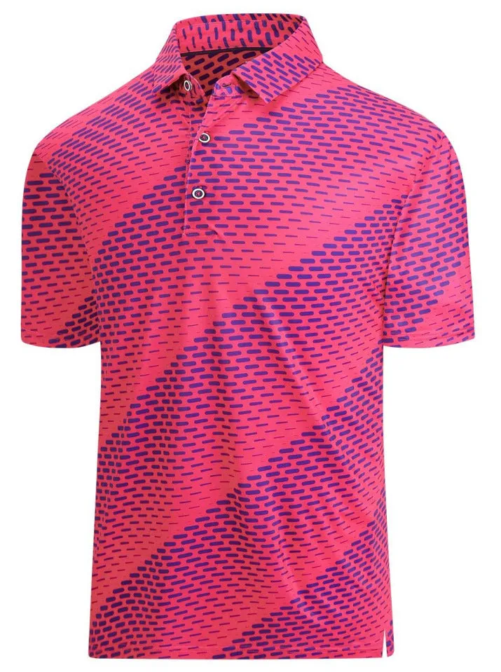 Men's 3D printed short sleeve t-shirt in Japanese retro style with zipper details on mesh fabric.