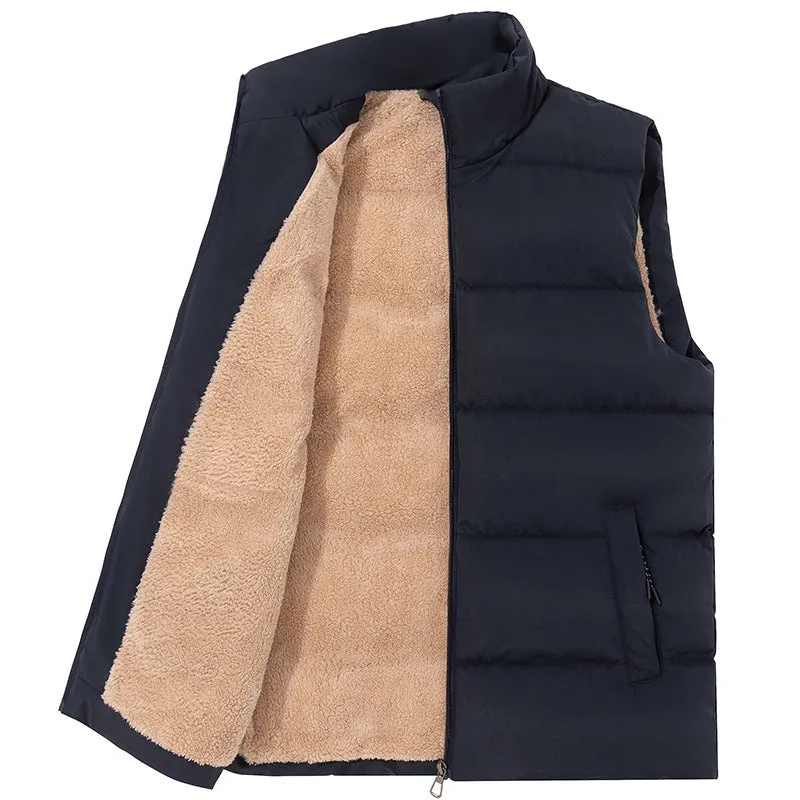 Men's winter fleece lined coat cardigan style with wool lining, available in black, blue, red, sizes M to 5XL