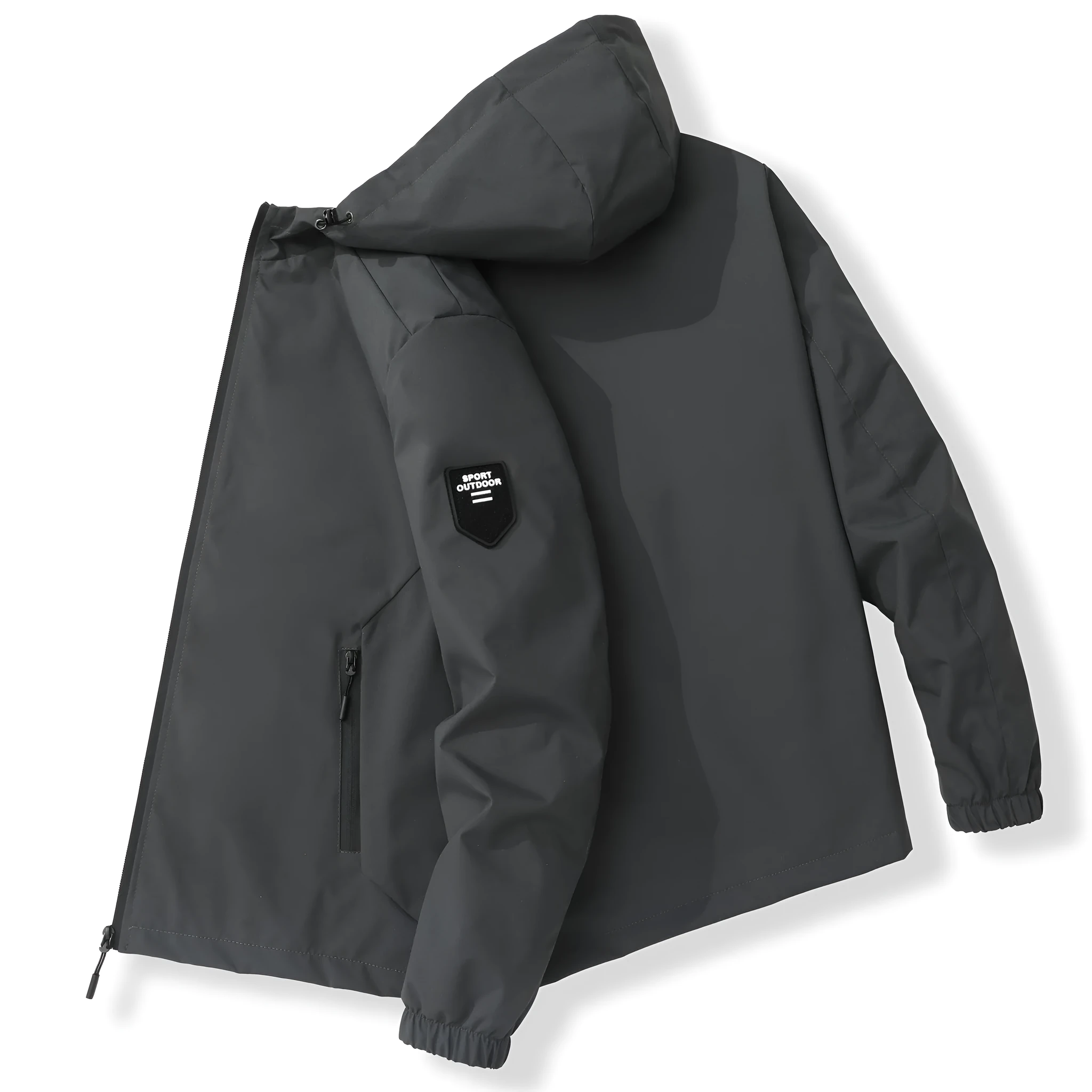 Outdoor wild jacket in black, long sleeves, 100% polyester for spring and autumn wear